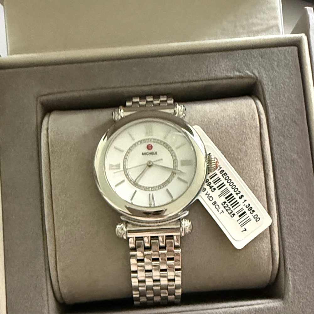 Michele Silver Men's Watch with White Dial